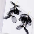 Long Exaggerated Fabric Art Handmade Petal Earrings, Color: E1908-33 Black