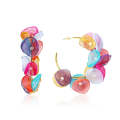Long Exaggerated Fabric Art Handmade Petal Earrings, Color: E1910-6 Colorful