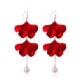 Long Exaggerated Fabric Art Handmade Petal Earrings, Color: E1910-3 2 Sides Maple Leaves