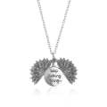 N2003-23 Ancient Silver Necklace Alloy Sunflowers Shape Can Open Double Side Engraving Accessorie...