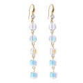 E2204-2 Square Crystal Natural Crystal Handmade Earrings Zircon Long Earrings