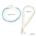 N2206-6 2pcs/set Rectangular Necklace Natural Turquoise Accessories Ladies Jewelry