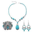 3pcs/set Necklace + Bracelet + Earrings Natural Turquoise Accessories Ladies Jewelry
