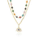 Angel Eyes Pendant Layered Necklace, Model: N2210-3 Double-layer Color Eyes