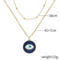 Angel Eyes Pendant Layered Necklace, Model: N2106-8 Blue Bottom Blue Eye Double-Layer Chain