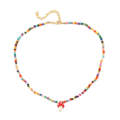 Boho Colorful Broken Natural Stone Necklace, Model: N2106-31 Color Rice Bead Mushroom