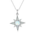 BSN300 Sterling Silver S925 Star Sun Plated Platinum Opal Necklace