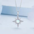 BSN300 Sterling Silver S925 Star Sun Plated Platinum Opal Necklace