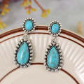 2 pairs Antique Silver 925 Turquoise Drop Earrings(EA589)
