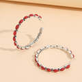 Geometric Large Circle Set Turquoise Earrings Retro C-shaped Hoop Earrings(Red)