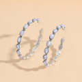 Geometric Large Circle Set Turquoise Earrings Retro C-shaped Hoop Earrings(White)