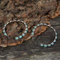 Geometric Large Circle Set Turquoise Earrings Retro C-shaped Hoop Earrings(Black)