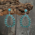 Water Drop Cutout Pendant With Turquoise Vintage Earrings(EA1021)