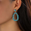 Water Drop Cutout Pendant With Turquoise Vintage Earrings(EA1021)