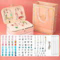 132pcs/sets Pink+Blue Children DIY Beaded Bracelet Double Layer Jewelry Box Set