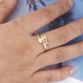 2pcs Stainless Steel Lucky Number Stainless Steel Open Ring, Color: 000 Gold