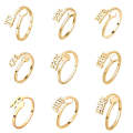 2pcs Stainless Steel Lucky Number Stainless Steel Open Ring, Color: 111 Gold