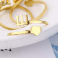 2pcs Stainless Steel Lucky Number Stainless Steel Open Ring, Color: 555 Gold