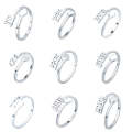 2pcs Stainless Steel Lucky Number Stainless Steel Open Ring, Color: 111 Steel Color