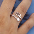2pcs Stainless Steel Lucky Number Stainless Steel Open Ring, Color: 222 Steel Color