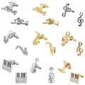 Brass Music Series Instrument Note Cufflinks, Color: Silver Shelf Drum