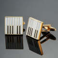 Brass Music Series Instrument Note Cufflinks, Color: Gold Piano Keyboard