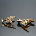 Brass Music Series Instrument Note Cufflinks, Color: Gold Trumpet