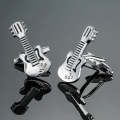 Brass Music Series Instrument Note Cufflinks, Color: Silver Black Guitar