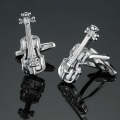 Brass Music Series Instrument Note Cufflinks, Color: Silver Violin