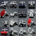Men Shirts Enamel Lacquered Cufflinks, Color: Silver Crown