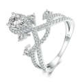 BSR368 S925 Sterling Silver Water Drop Crown White Gold Plated Zircon Ring(No.6)