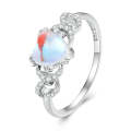 BSR369 Sterling Silver S925 Heart Moonstone Ring(No.7)
