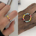 Colorful Beads Smiley Elastic Rope Beaded DIY Ring(J3006)