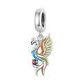 SCC2444 Sterling Silver S925 Phoenix Bracelet Beads Longevity Bird Zircon Pendant