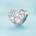 SCC2448 Sterling Silver S925 Heart Flower DIY Platinum Plated Bracelet Beads