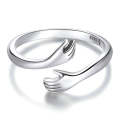 BSR176 Sterling Silver S925 Warm Hug Open Adjustable Ring