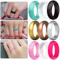 SH100 5.7mm Wide Silicone Ring Glitter Couple Ring No.9(Rose red)