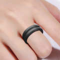 SiR053 V Shaped Grooved Edge Silicone Ring Outdoor Sports Couple Ring No.7(Deep Gray)