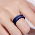 SiR053 V Shaped Grooved Edge Silicone Ring Outdoor Sports Couple Ring No.7(Dark Blue)