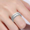 SiR053 V Shaped Grooved Edge Silicone Ring Outdoor Sports Couple Ring No.8(Silver)
