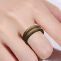 SiR053 V Shaped Grooved Edge Silicone Ring Outdoor Sports Couple Ring No.8(Brown)