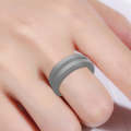 SiR053 V Shaped Grooved Edge Silicone Ring Outdoor Sports Couple Ring No.9(Light Gray)