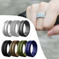 SiR053 V Shaped Grooved Edge Silicone Ring Outdoor Sports Couple Ring No.12(Dark Blue)