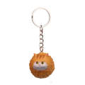 Round Little Tiger Cat Keychain Cartoon Key Ring Ornament(Yellow White)