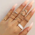 10pcs/set Multi-Metal Twisted Pearl Hollow Open Ring(SKU6165 Gold)
