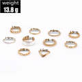 10pcs/set Multi-Metal Twisted Pearl Hollow Open Ring(SKU6165 Gold)