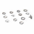 13pcs/set Exaggerated Serpentine Flower Love Geometric Joint Ring(SKU5932 Silver)