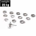 13pcs/set Exaggerated Serpentine Flower Love Geometric Joint Ring(SKU5932 Silver)