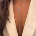 Cross Round Metal Rod Alloy Long Sweater Chain Necklace(SKU1130)