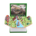 Stereo Folding Book Keychain Kids Educational Toys(Dinosaur World Green)